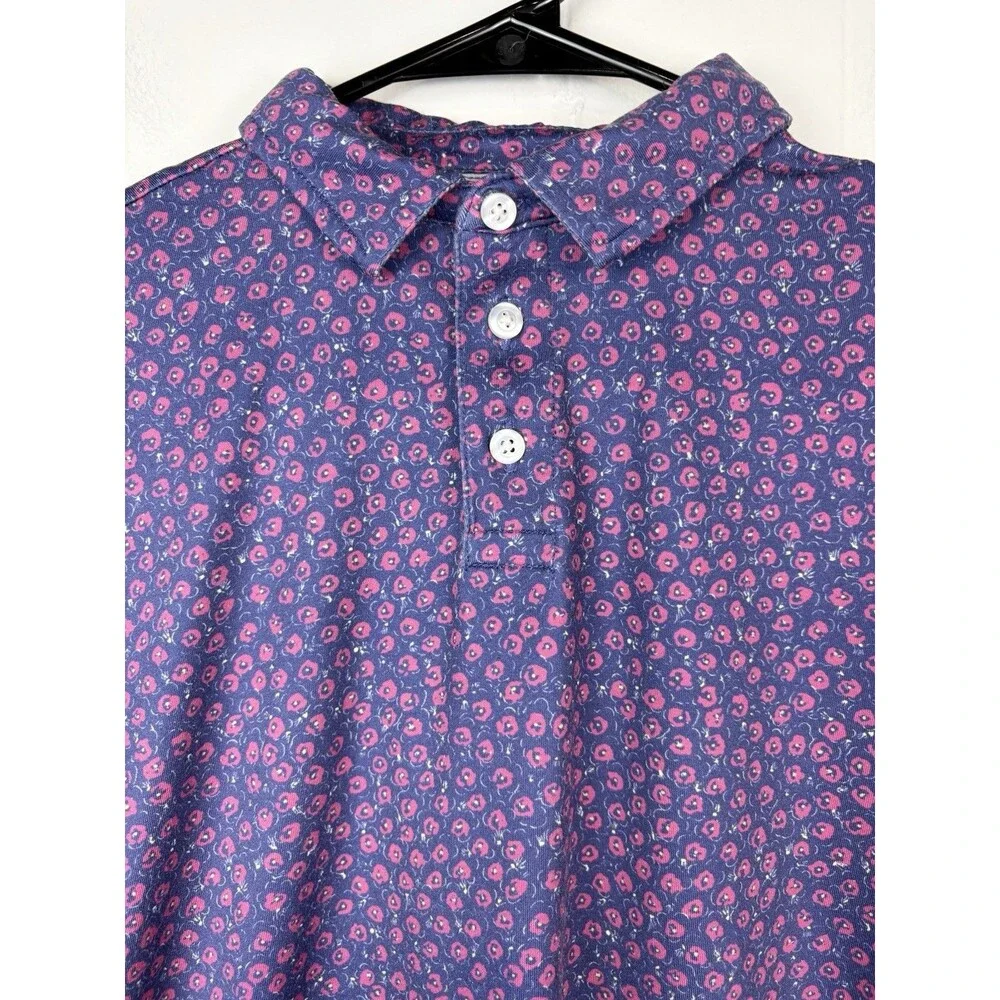 Crewcuts Boys Performance Polo Shirt Blue Pink Short Sleeve Preppy Sz XXL, 14-15